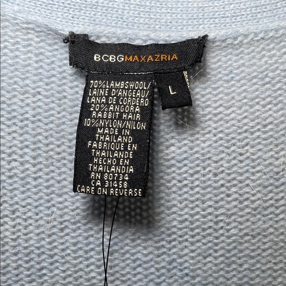 BCBG Lambswool light blue cardigan sz  L - Picture 6 of 6